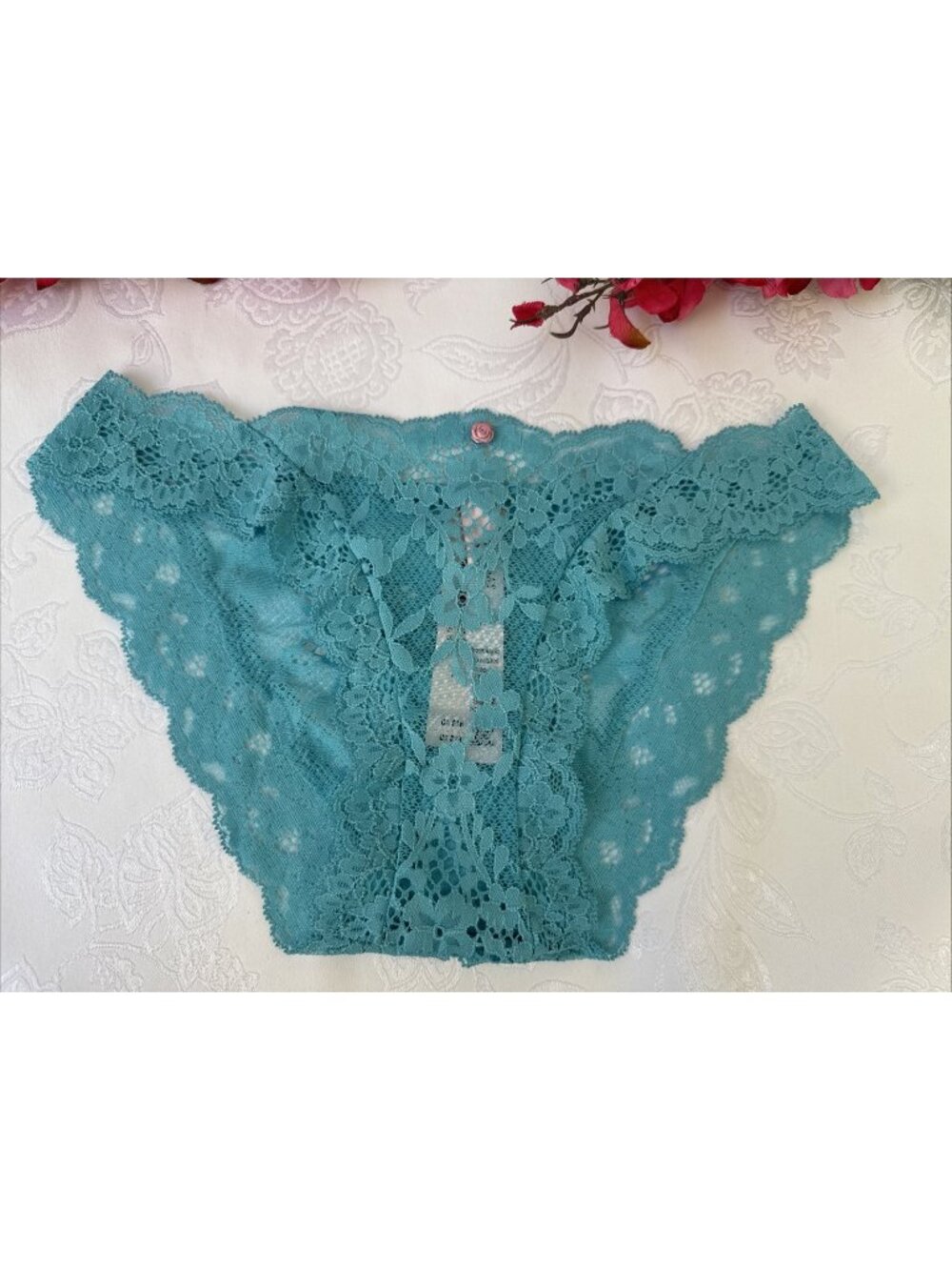VICTORIA'S SECRET XS TURQUOISE BLUE DREAM ANGELS BIKINI LACE SUMMER PANTIES NWT
